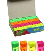 Точилка ErichKrause Wave Mini Neon, с контейнером, МИКС