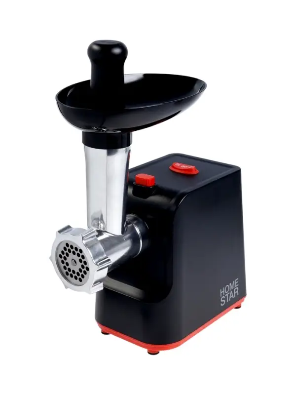Мясорубка HomeStar STM-2039, 2000 Вт, 1.5 кг/мин, 2 диска, реверс, чёрная