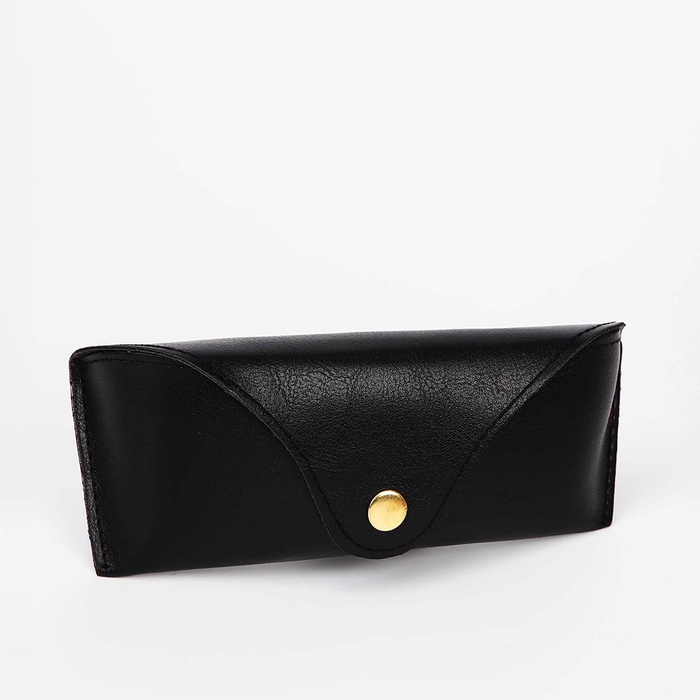 Футляр для очков на кнопке, длина 17.8 см, цвет чёрный Футляр для очков на кнопке, длина 17.8 см, цвет чёрный