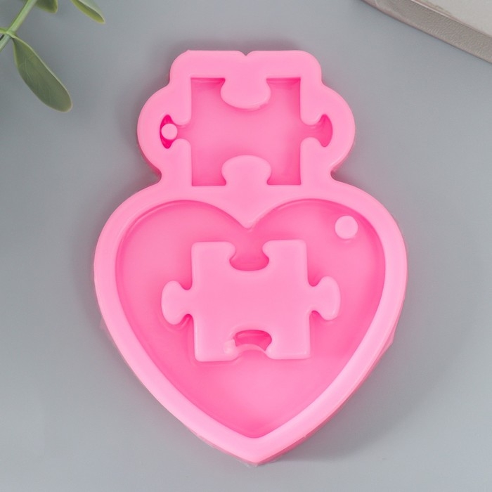 Молд силикон Молд силикон "Сердце с кусочками пазла" 2 предмета