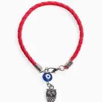 Браслет-оберег &laquo;Красная нить&raquo;, сова с бусиной, синий с чернёным серебром, L=18 см