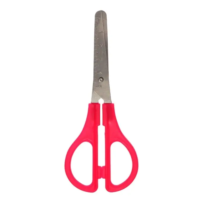 Ножницы канцелярские 13 см, пластиковые ручки, закруглённые концы с линейкой, корпус МИКС Ножницы канцелярские 13 см, пластиковые ручки, закруглённые концы с линейкой, корпус МИКС