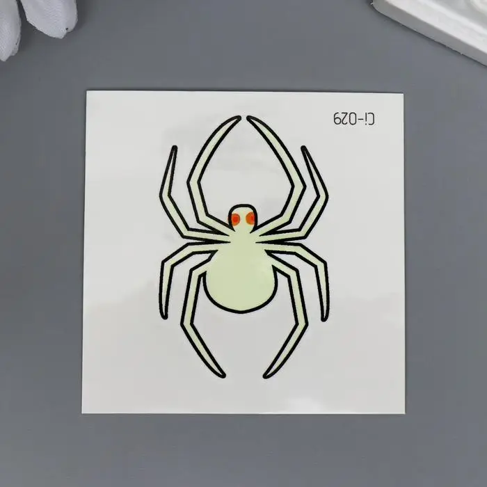 Переводная тату на тело светящаяся «Пауки», 6×6 см, МИКС Переводная тату на тело светящаяся «Пауки», 6×6 см, МИКС