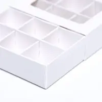 Коробка для 12 конфет, 11.5×8.7×2.5 см, Тонкие разделители, белый
