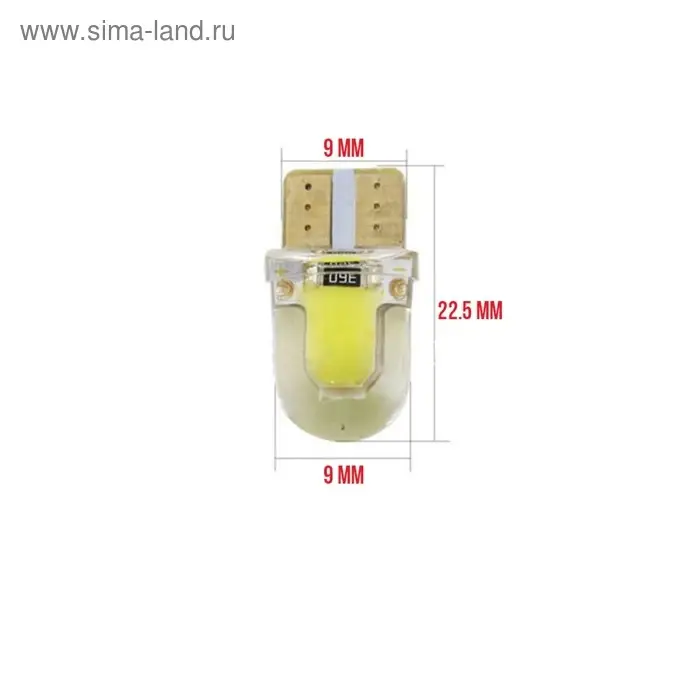 Автолампа светодиодная Cartage T10 W5W, 12 В, 2 COB, 1 Вт, свет белый