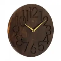 Часы настенные, интерьерные, бесшумные, d-35 см, дерево, открытые, темный циферблат