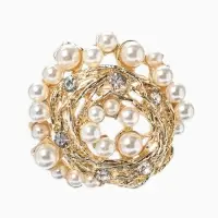 Брошь &laquo;Жемчуг&raquo;, гнездо, цвет белый в золоте