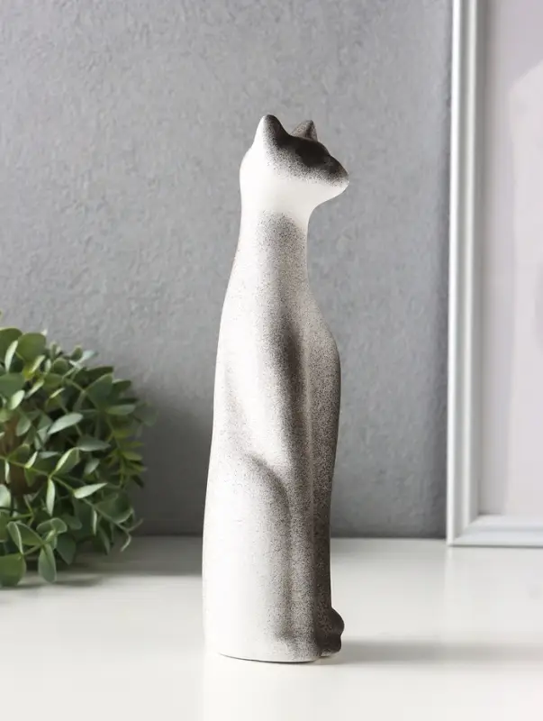 Фигура керамика &laquo;Кот Египетский&raquo;, 25 см, белый с чёрным