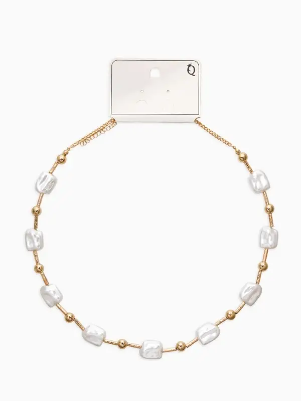 Бусы "Жемчуг" майорика прямоугольник, цвет белый в золоте