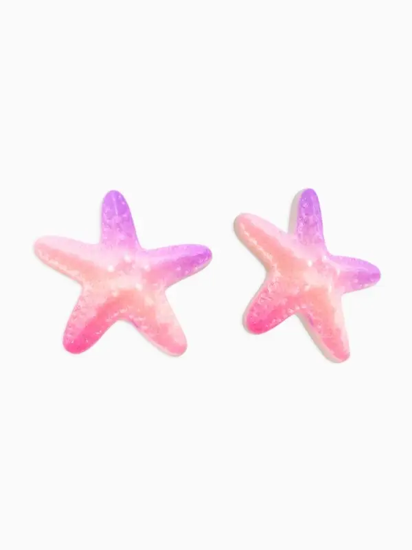 Серьги пластик &laquo;Морская звезда&raquo;, розовый, фиолетовые
