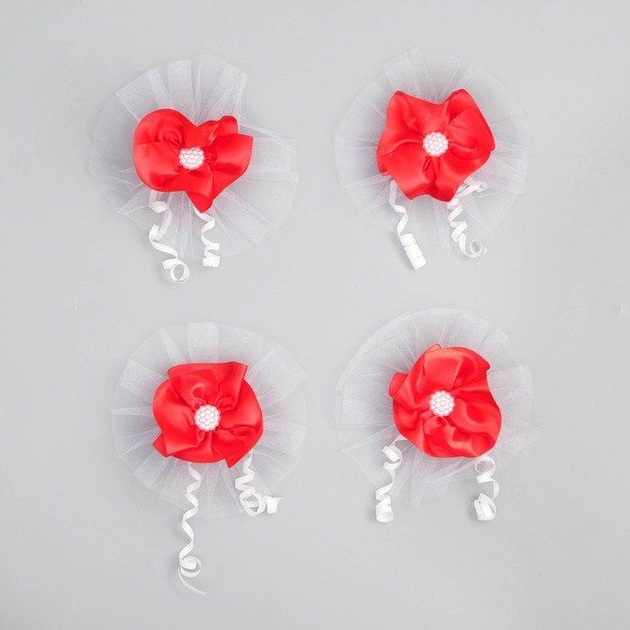 Банты на ручки "Ромашка", красный, 4 шт