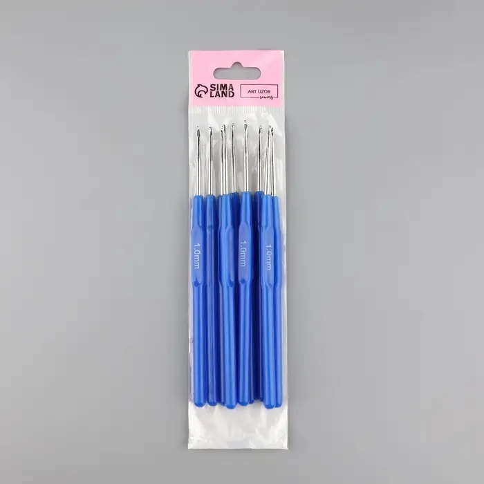 Крючок для вязания, с пластиковой ручкой, d=1 мм, 13.5 см, синий Крючок для вязания, с пластиковой ручкой, d=1 мм, 13.5 см, синий