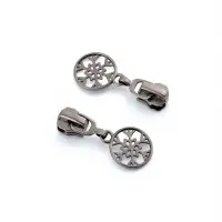 Бегунок для металлической молнии, №5, &laquo;Снежинка&raquo;, 10 шт., цвет чёрный никель