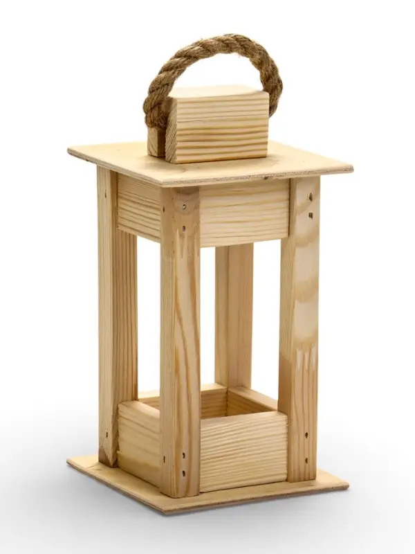 Фонарь декоративный, 9&times;9&times;18 см, деревянный, цвет натуральный