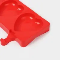 Форма для мороженого &laquo;Сердца&raquo;, силикон, 37&times;15&times;2.5 см, 4 ячейки (9.2&times;8.4 см), МИКС