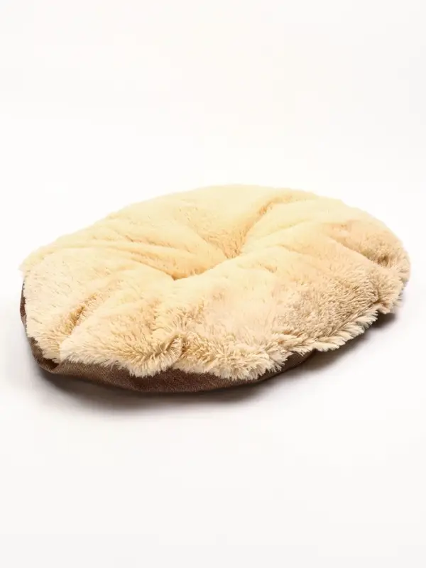 Лежанка для кошек и собак, 65&times;50&times;20 см, рогожка, искусственный мех, коричневая