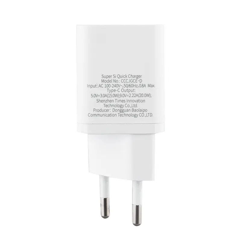 Переходник сетевого зарядного устройства на Type-C PD20W CCSUP-B02 Baseus белый