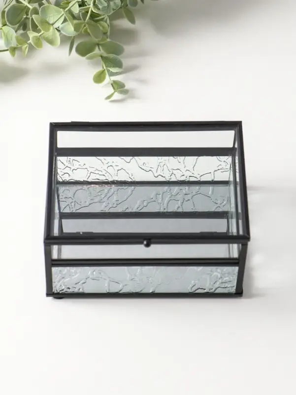 Шкатулка стекло с металлическим каркасом "Проталины" прозрачная 11,5х15х7,3 см