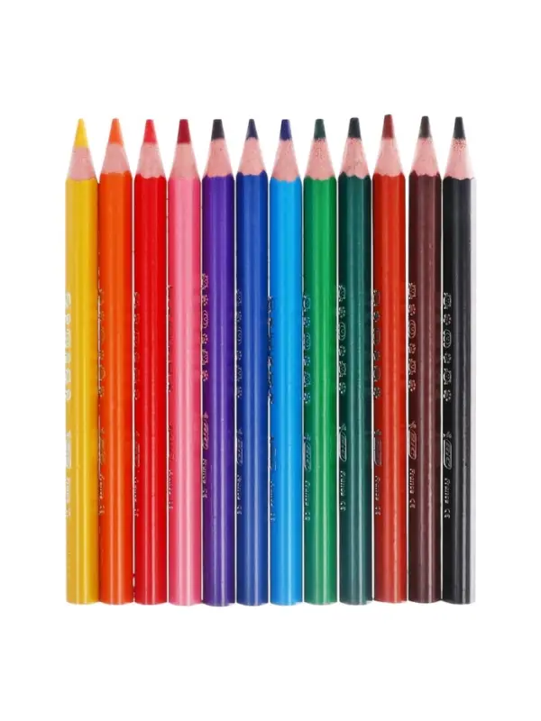 Карандаши цветные 12 цветов, детские, утолщённые, трёхгранные, BIC Kids Evolution Triangle, пластиковые, премиум, картонная упаковка Карандаши цветные 12 цветов, детские, утолщённые, трёхгранные, BIC Kids Evolution Triangle, пластиковые, премиум, картонная упаковка