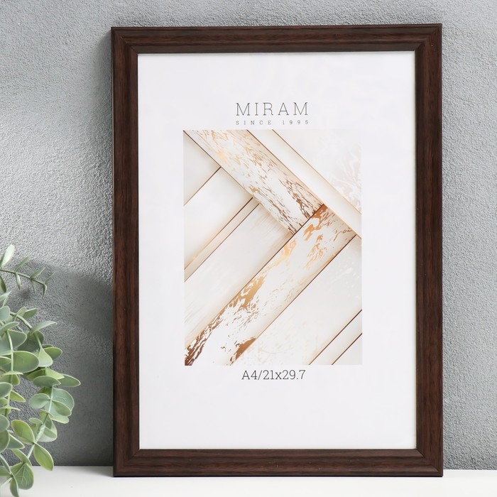 Фоторамка пластик Фоторамка пластик "МИРАМ" 21х29,7 см, (A4) коричневый (пластиковый экран)