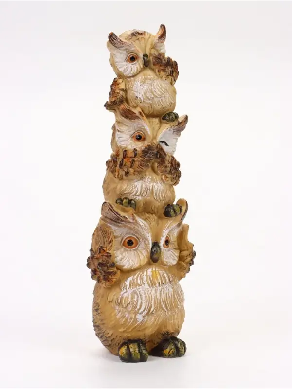 Садовая фигура из полистоуна &laquo;Трио сов&raquo;, 11.5&times;9.5&times;30 см, Greengo