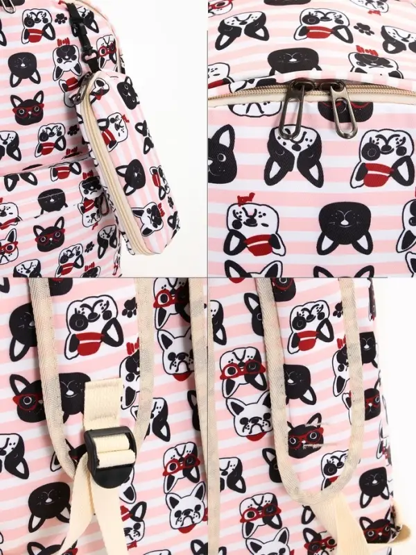 Рюкзак школьный &laquo;Собачки&raquo;, с пеналом,29&times;12&times;41 см, розовый