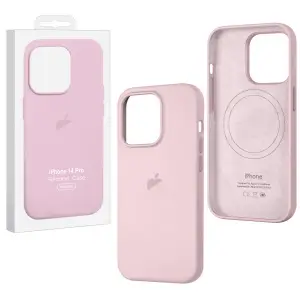 Чехол для iPhone 14 Pro Silicone Case 100% ORG Chalk Pink (MagSafe + анимация NFC Clear) c LOGO