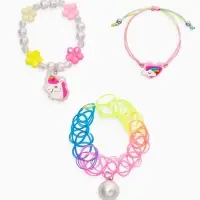 Браслет детский набор 3 шт. "Выбражулька" сердце, единорог, силиконовый, разноцветный