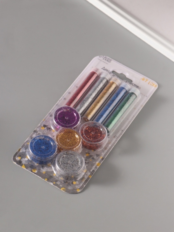 Глиттер Глиттер "Пудра и точки" металлик набор 5х6 гр и 5х5 гр 21,4х9,3 см