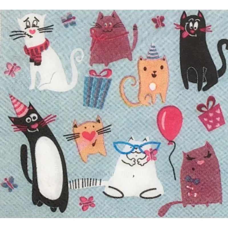 Салфетки бумажные Кошки 33х33см 12шт/уп 6076764