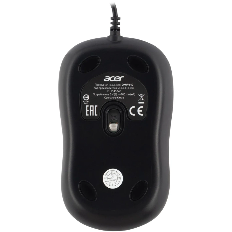 Мышь компьютерная Acer OMW140 black (1200dpi) USB(ZL.MCEEE.00L)