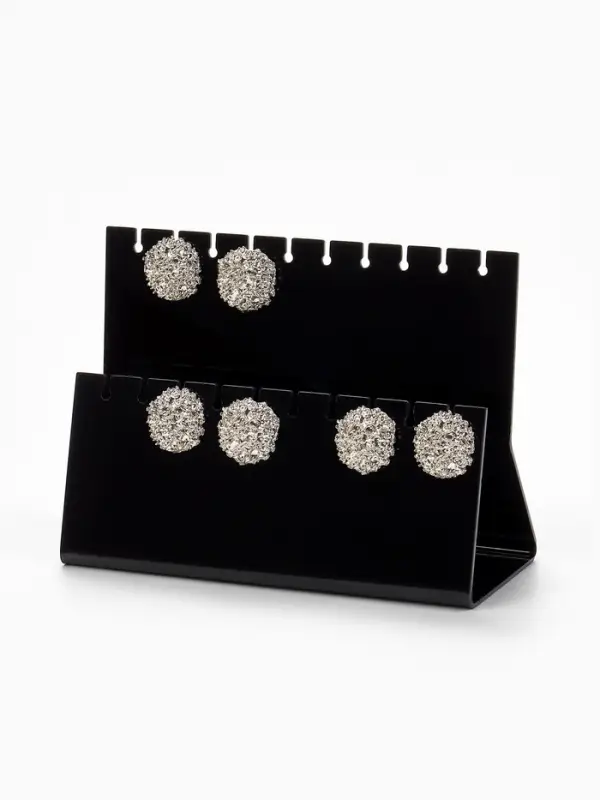 Подставка под серёжки на 10 пар, 2 ряда, 15.5×6.5×11 см, 5, 2 мм, чёрная Подставка под серёжки на 10 пар, 2 ряда, 15.5×6.5×11 см, 5, 2 мм, чёрная