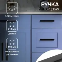 Ручка профильная мебельная торцевая CAPPIO RP101BL, м/о 192 мм, чёрная