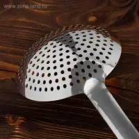 Шумовка для казана Шафран, 58 см, диаметр 16 см, узбекская, с деревянной ручкой, металл