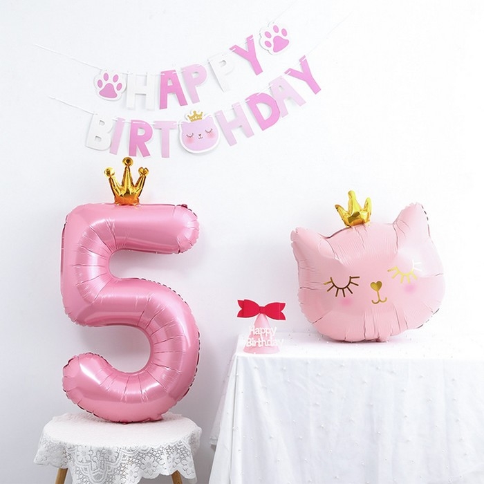 Шар фольгированный 40" &laquo;Цифра 5 с короной&raquo;, цвет розовый