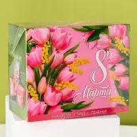 Подарочный набор &laquo;8 марта&raquo;, чай зелёный со вкусом жасмина 50 г., печенье брауни 120 г., конфеты с шоколадной начинкой 110 г.