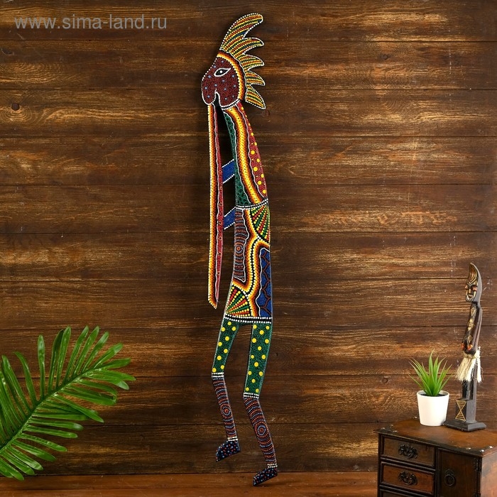 Панно "Абориген с флейтой" МИКС дерево 100х15х1 см