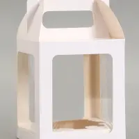 Кондитерская упаковка, коробка под кулич белая, с окном, 15&times;15&times;18 см