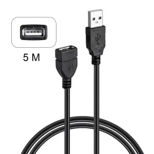 Кабель USB 2.0 удлинитель 5M черный