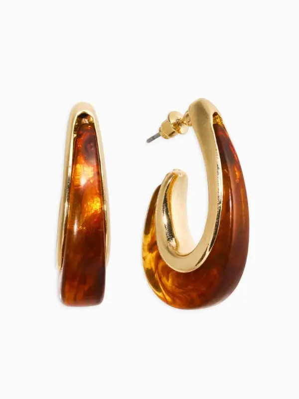 Серьги акрил "Петля", цвет коричневый в золоте