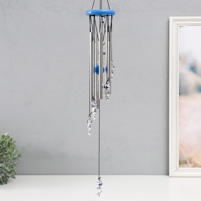 Музыка ветра металл, пластик Музыка ветра металл, пластик "Сова со стразами" 5 трубок 6 сов 50х8,5х8,5 см