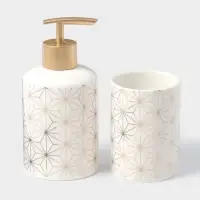 Набор аксессуаров для ванной комнаты Доляна &laquo;Андромеда&raquo;, 3 предмета, дозатор 250 мл, мыльница, стакан, белый