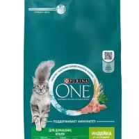 Сухой корм Purina One для домашних кошек, индейка/злаки, 3 кг