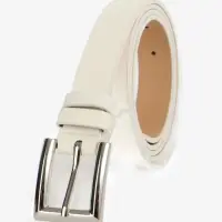 Ремень женский, 110&times;2.3 см, классическая пряжка металл, серебристая, белый