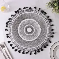 Салфетка сервировочная на стол Доляна «Солнце пустыни», d=38 см, цвет чёрный Салфетка сервировочная на стол Доляна «Солнце пустыни», d=38 см, цвет чёрный