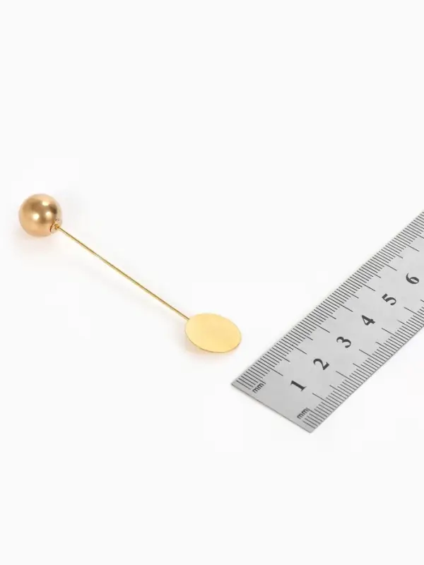 Основа &laquo;Брошь-игла&raquo; с шариком d=1.2 см (набор 5 шт.), L=7 см, площадка 1.5 см, цвет золото