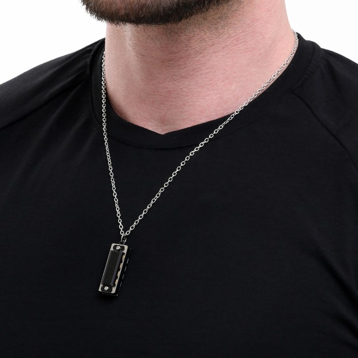 Губная гармошка Music Life 4 отверстия, 8 тонов, 3,5х1,5х1см, цепь 28см, черная Губная гармошка Music Life 4 отверстия, 8 тонов, 3,5х1,5х1см, цепь 28см, черная