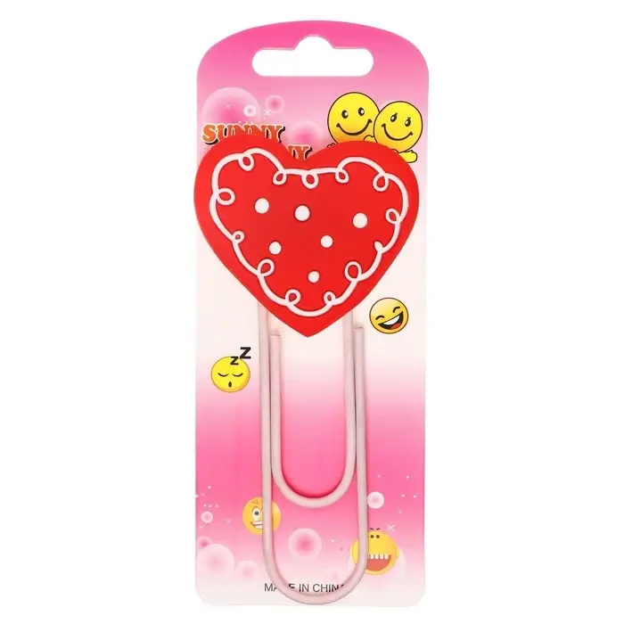 Закладка-скрепка большая «Сердце», 11 см, МИКС Закладка-скрепка большая «Сердце», 11 см, МИКС