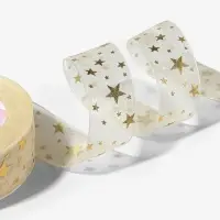 Лента капроновая с тиснением &laquo;Звёзды&raquo;, 25 мм, 23&plusmn;1 м, бежевая