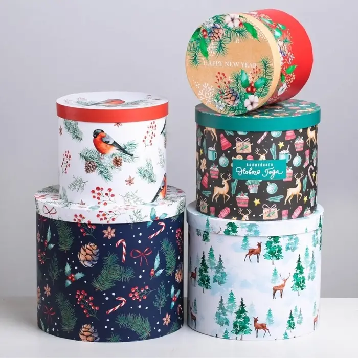 Набор подарочных коробок 5 в 1 &laquo;Европейский&raquo;, 13&times;14 ‒ 19.5&times;22 см, Новый год